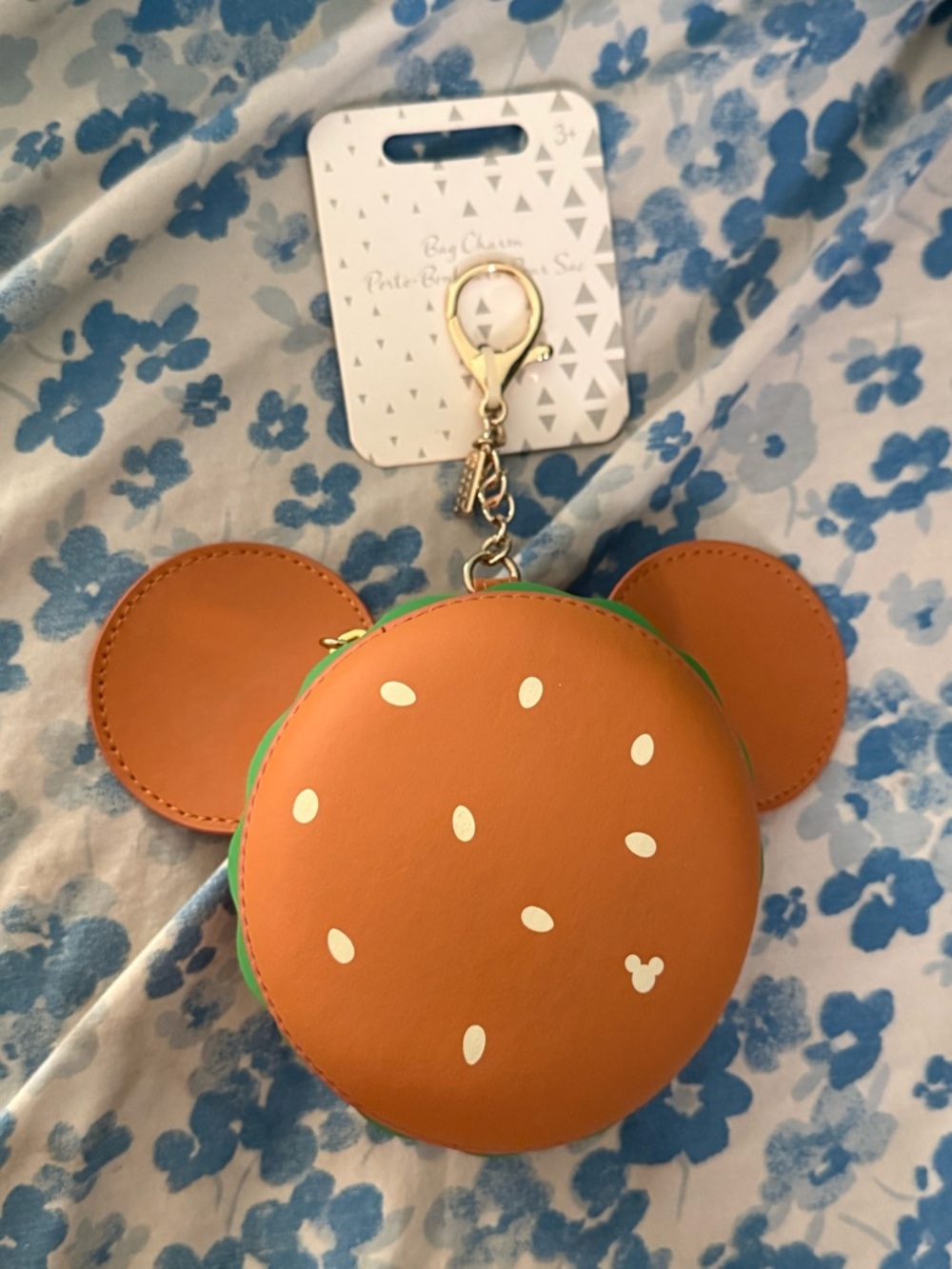 Disney store Mickey Mouse hamburger coin purse bag charm keychain